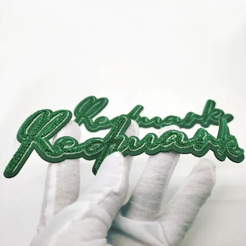 Custom Chenille Patch for Jackets – Green Towel Stitch with Laser Cut Edges