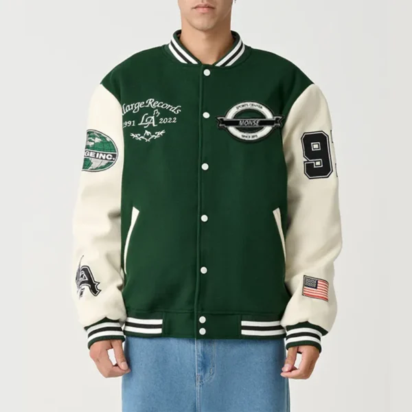 Custom Chenille Patches for Varsity Jackets – White Circular Design with Black Ribbon Details - 이미지 5