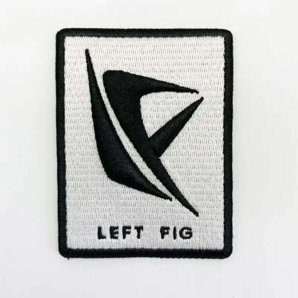 Embroidered Custom Patch for Backpacks – Black Border with Bold Black Text Design