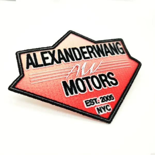Custom Made Embroidered Patches for Jackets – Orange-White Gradient with Black