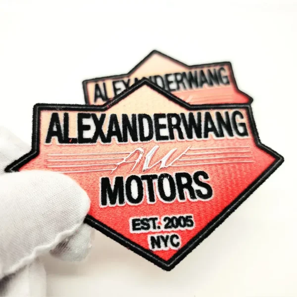 Custom Made Embroidered Patches for Jackets – Orange-White Gradient with Black - Image 6