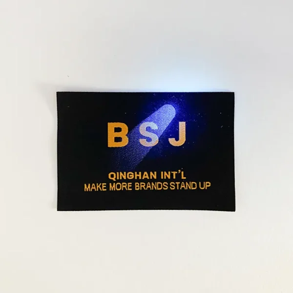 High Quality Woven Patches for Sweatshirts – UV Reflective Anti-Counterfeit with Yellow Text