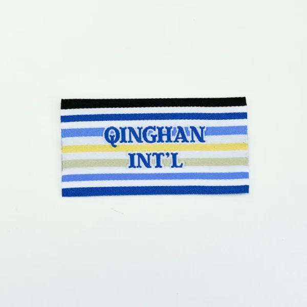 Iron-On Woven Patch for Backpacks – Blue and White Stripes Rectangular Design