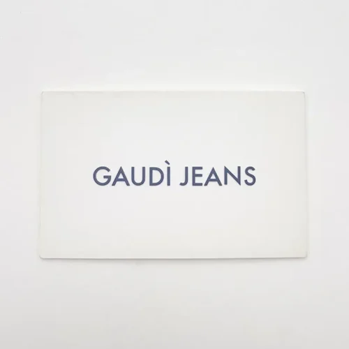 White Printed Faux Leather Patch with Blue Silicone Text for Pants