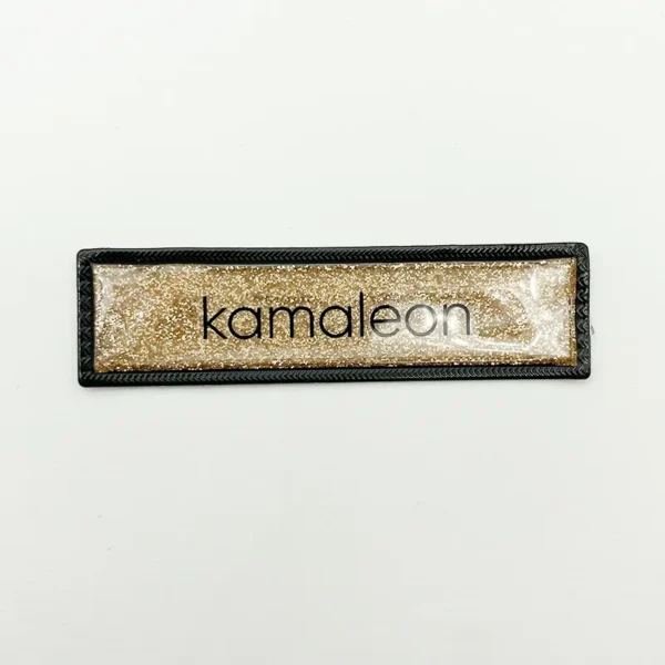 Gold Glitter Printing TPU Patch with Black Border