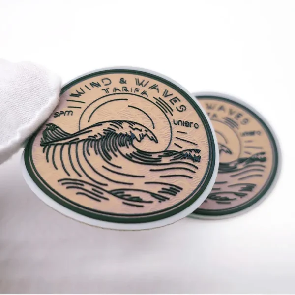 ⁦Custom Patches PVC for Clothing – Waves Design in Yellow and Black⁩ - الصورة ⁦5⁩