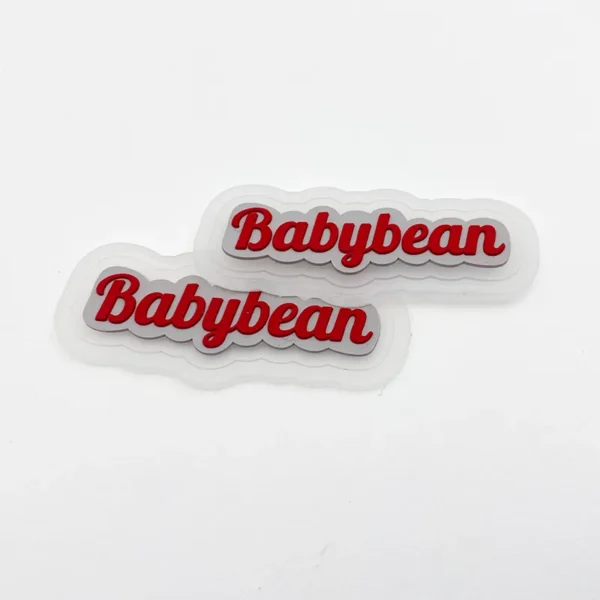 Custom PVC Patchs – Irregular Shape with Red Text on White Base - Image 2