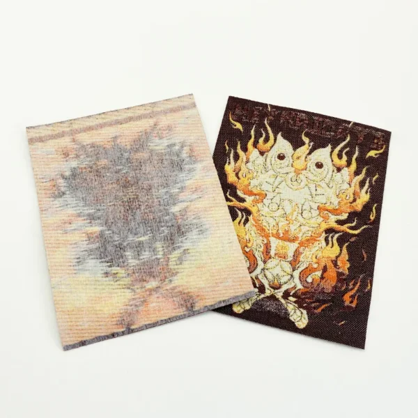 Stahls Woven Patches for Hats – Red-Brown Rectangle with Yellow Flame Design - Imagem 3