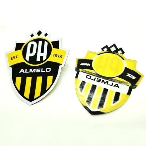 Custom Woven Labels for Clothing – Yellow and Black Design for Jerseys