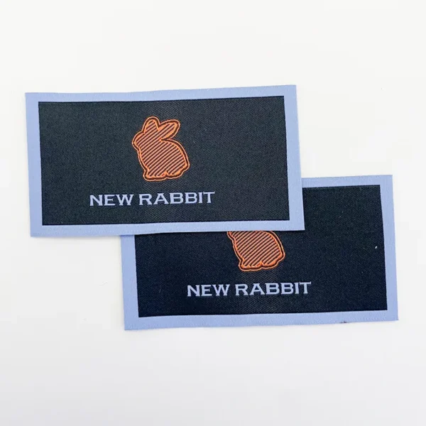 Woven Patch texture with Rabbit Design & Orange Text for Sweatshirts - Imagem 3