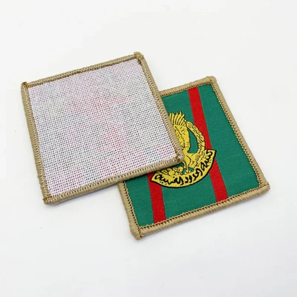 Custom Woven Patches UK - Green with Red and Yellow Design - Imagem 3