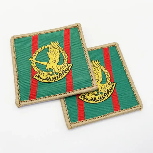 Custom Woven Patches UK - Green with Red and Yellow Design - Imagem 2