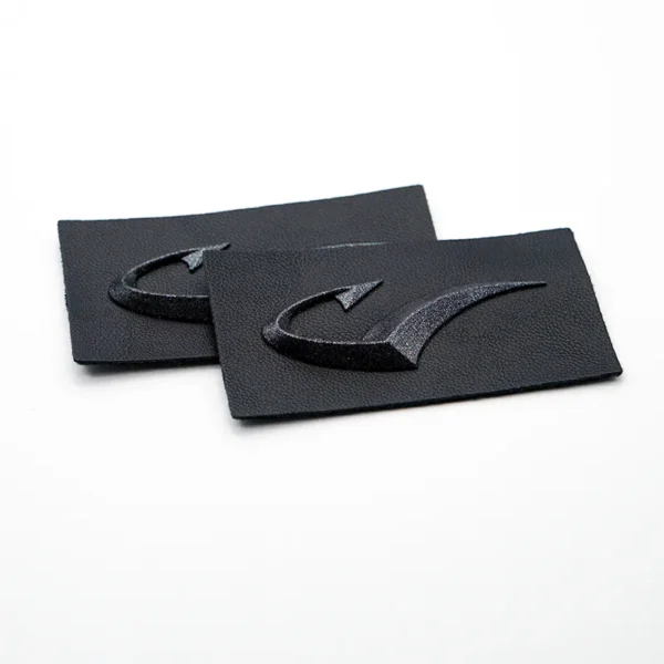 3D Printed Silicon Label – Black Leather Embossed Tag - 이미지 3