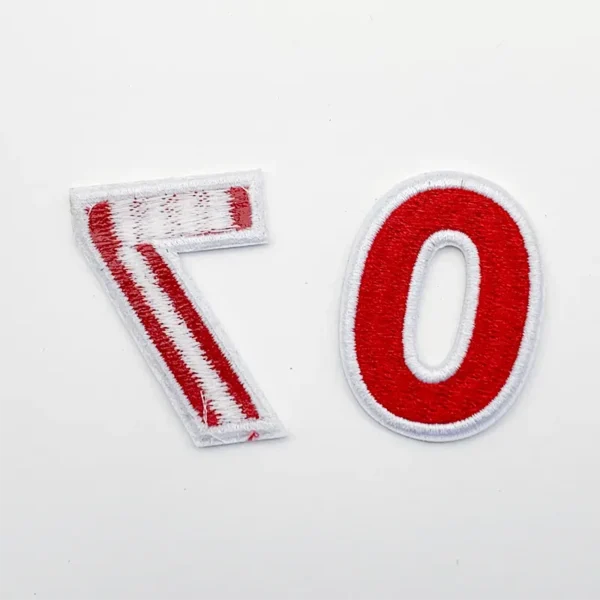 Custom Made Embroidery Patches – Red Letter “O” with White Edge - Image 2