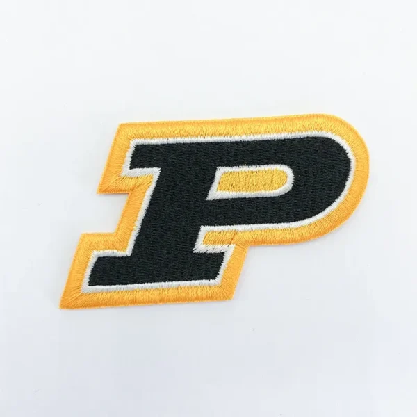 Custom Embroidered Hat Patches “P”  with Yellow Border