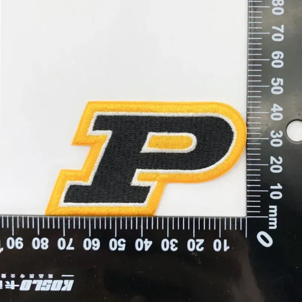 ⁦Custom Embroidered Hat Patches “P”  with Yellow Border⁩ - الصورة ⁦4⁩