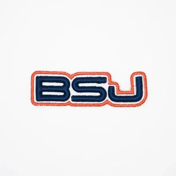 Embroidered Logo Patches – Orange Text on Navy Fill