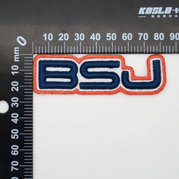 Embroidered Logo Patches – Orange Text on Navy Fill - Image 4