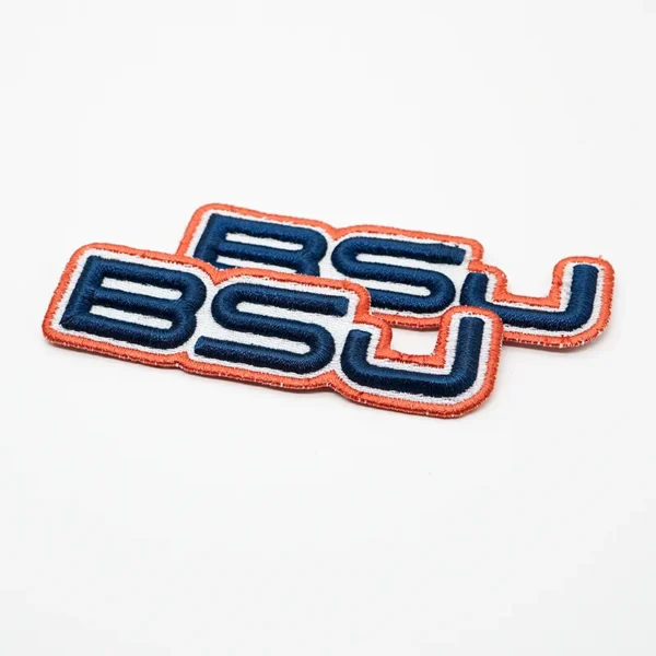 Embroidered Logo Patches – Orange Text on Navy Fill - Image 2
