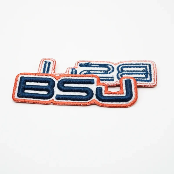 Embroidered Logo Patches – Orange Text on Navy Fill - Image 3