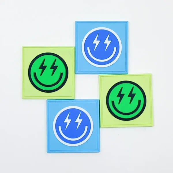 ⁦Green Funny PVC Patches with Lightning Smile Design⁩ - الصورة ⁦3⁩