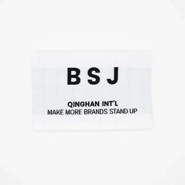 Iron On Woven Clothing Labels with Custom Black Logo