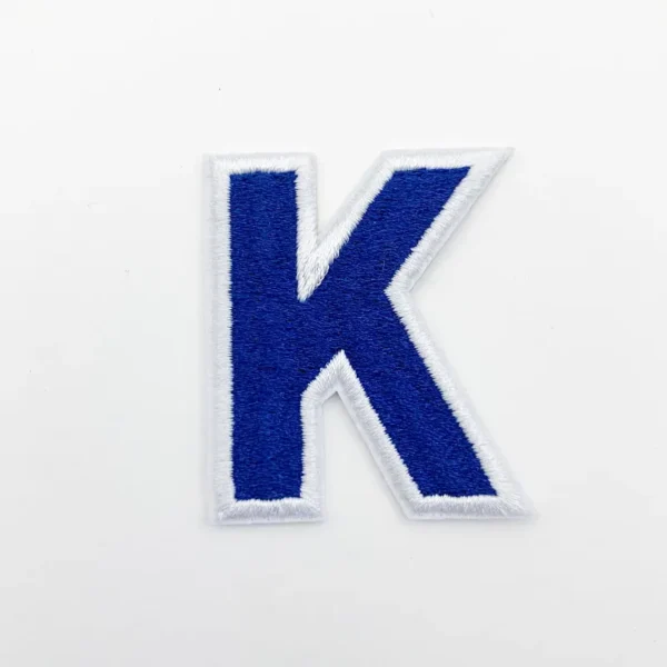 Make Custom Embroidered Patches – Letter “K” Blue & White