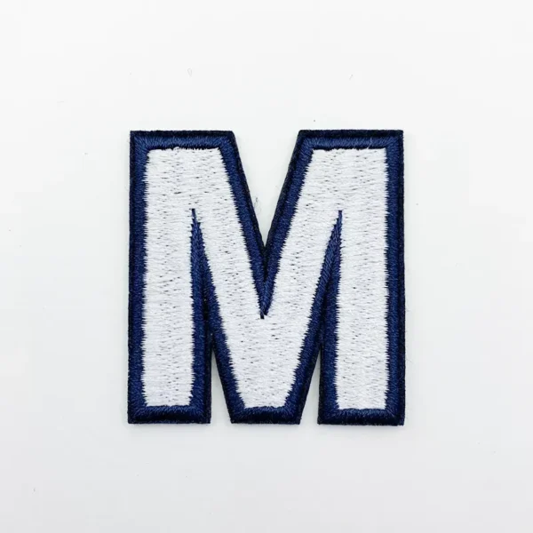 Making Embroidered Patches – Letter “M” White with Blue Edge