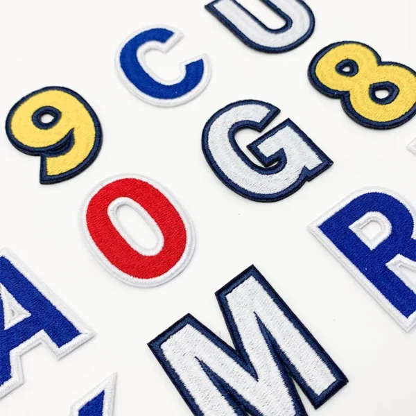 Making Embroidered Patches – Letter “M” White with Blue Edge - Image 3