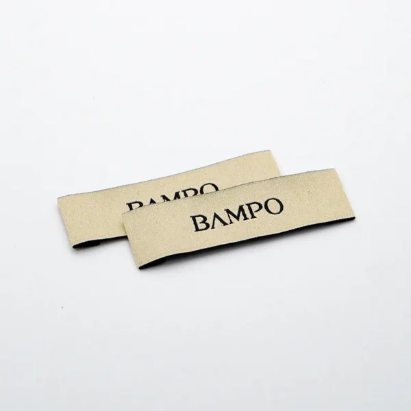 Neck Woven Label – Folded Beige with Black Text - 画像 (3)