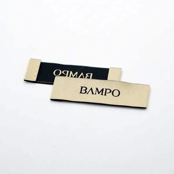 Neck Woven Label – Folded Beige with Black Text - 画像 (2)