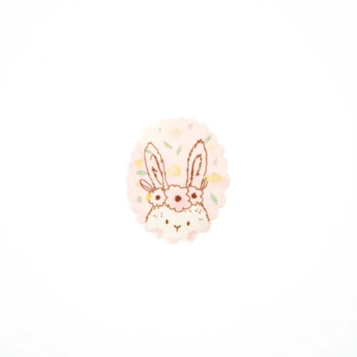 Patch thermocollant – Adorable lapin rose avec couronne de fleurs