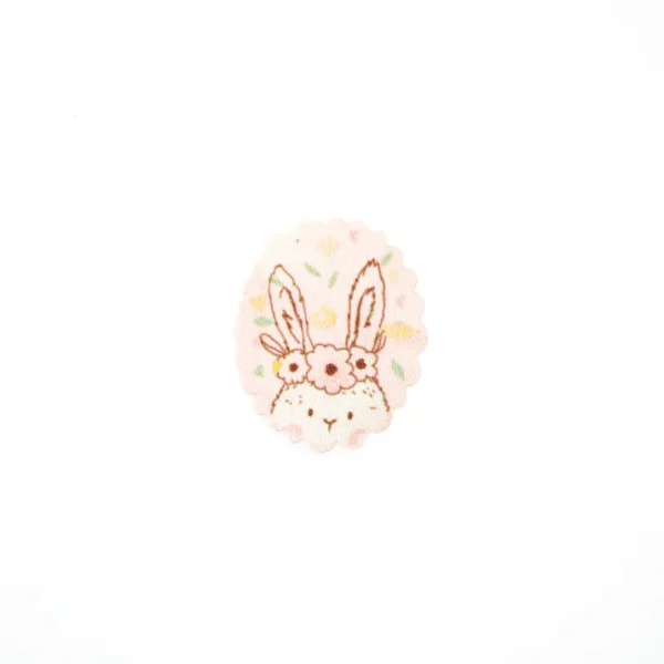 Patch Iron-On – Cute Pink Bunny with Floral Wreath