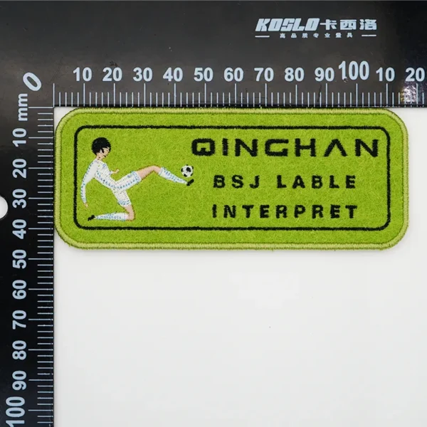 Patches Embroidered – Green Football Scene with Text - Image 4