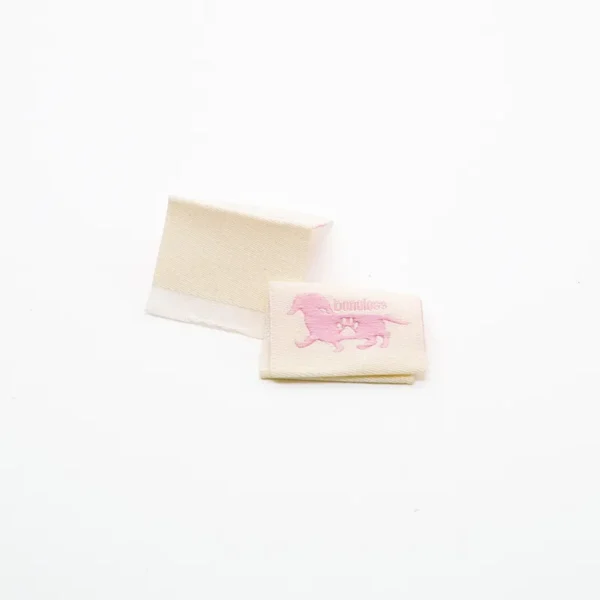 Personalized Woven Labels For Clothing – Pink Dachshund & Paw Print Tag - Image 3