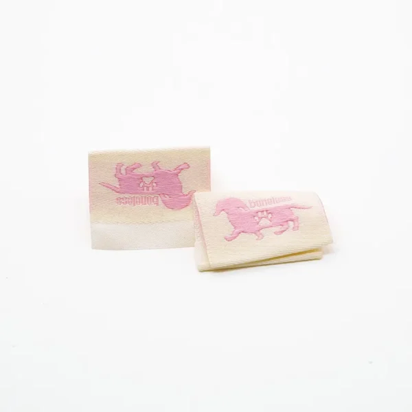 Personalized Woven Labels For Clothing – Pink Dachshund & Paw Print Tag - Image 2