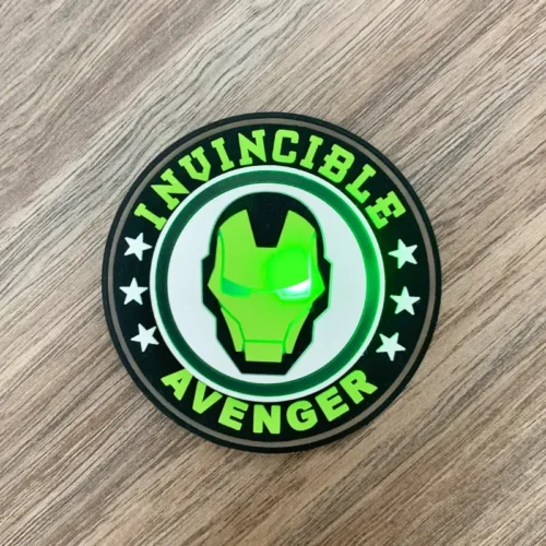 Parche de velcro de PVC verde brillante con diseño de robot