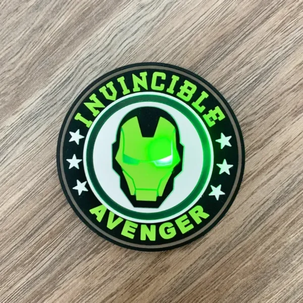 Bright Green PVC Velcro Patch with Robot Design