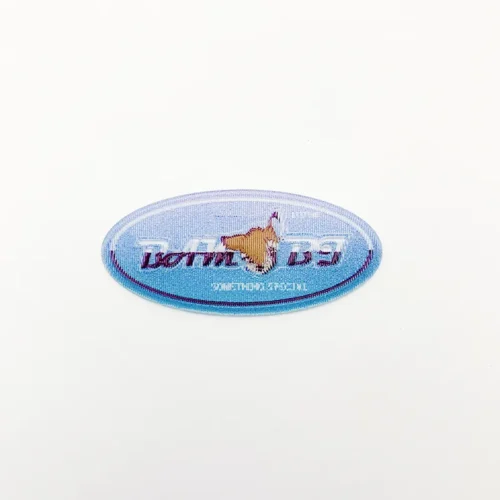 Emblema oval personalizado em TPU com listras transparentes