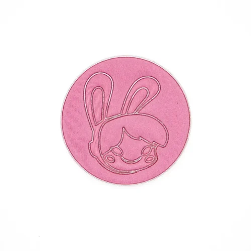 Etiqueta de cuidados TPU rosa – Patch bordado de coelho de desenho animado