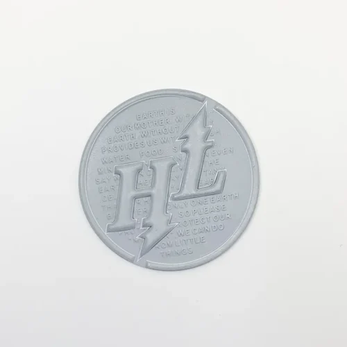Patch de plástico TPU prateado – Design “HL” em relevo 3D