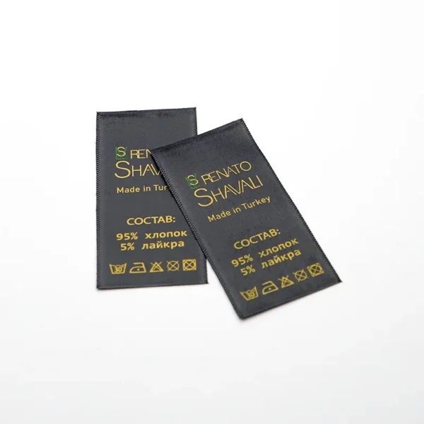 Vintage Woven Label – Custom Black and Yellow Clothing Tag - 画像 (3)