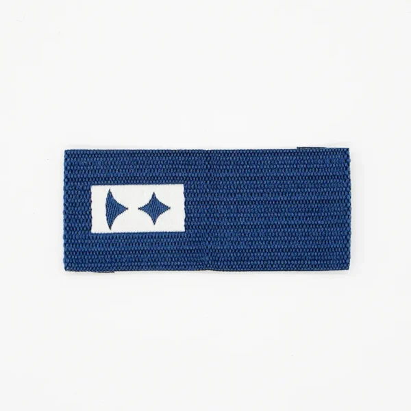 Deep Blue Woven Label Tags with White Logo for Hats