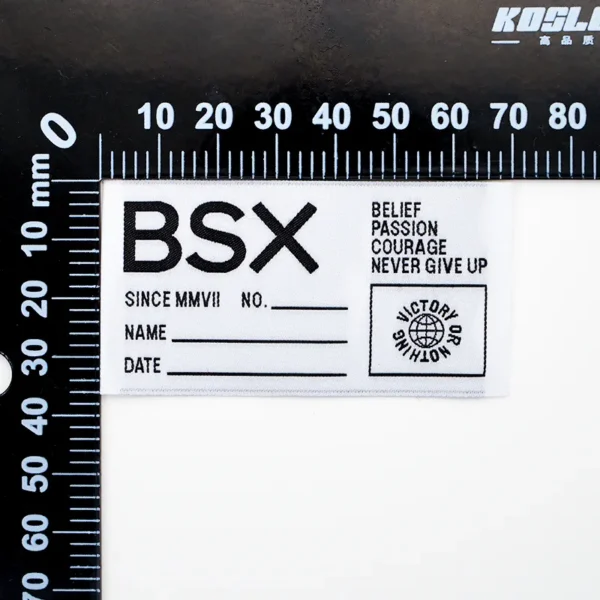 Woven Size Labels – White Fabric Tag with Info Fields – Bild 4