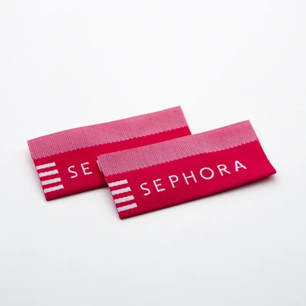 Woven Tag Label – Pink Striped Bold Custom Fabric Label - 画像 (3)