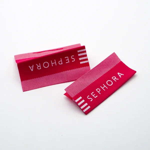 Woven Tag Label – Pink Striped Bold Custom Fabric Label - 画像 (2)