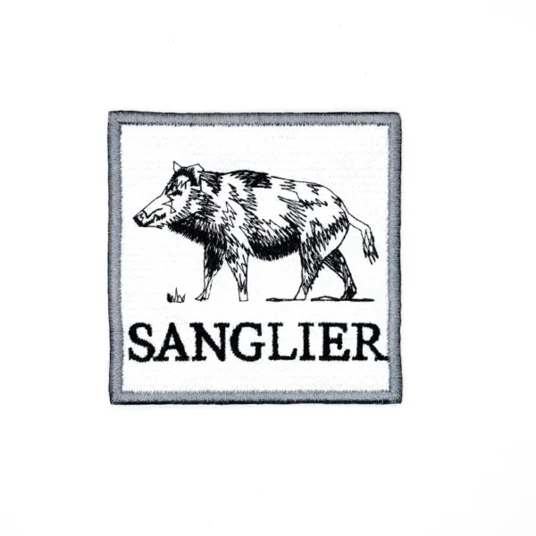 Square Adhesive Embroidered Patches with Boar Design
