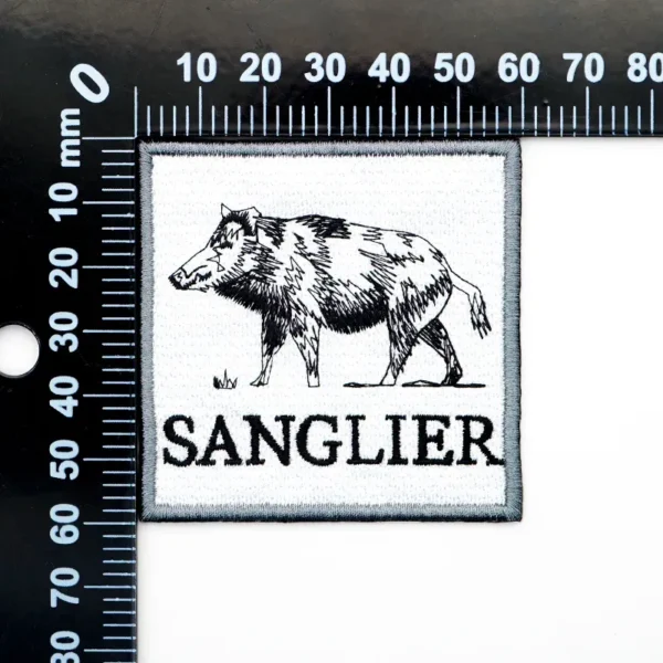 Square Adhesive Embroidered Patches with Boar Design - Imagen 4