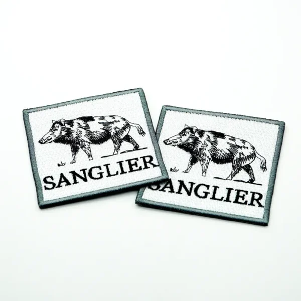 Square Adhesive Embroidered Patches with Boar Design - Imagen 3