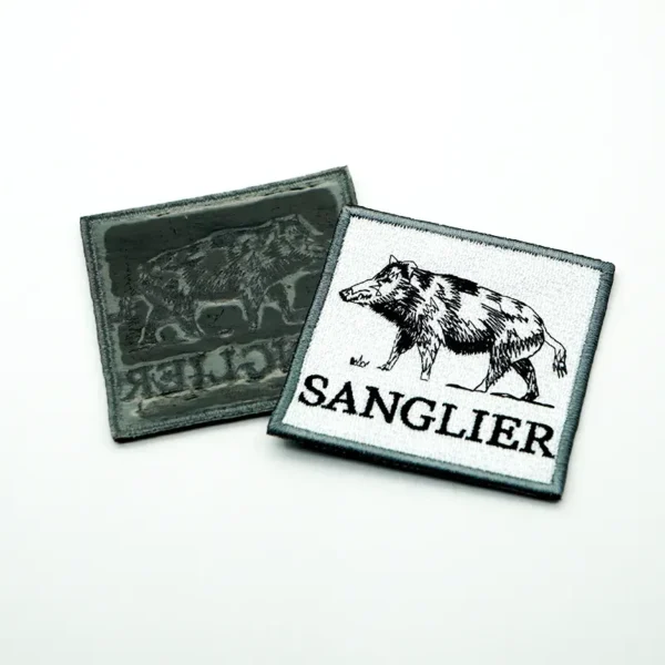 Square Adhesive Embroidered Patches with Boar Design - Imagen 2